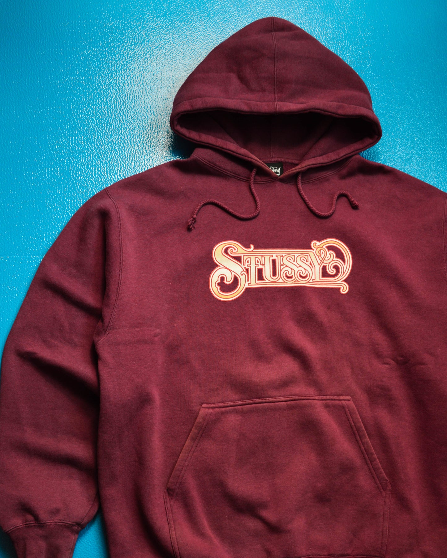 Stussy Wine Red Classical Logo Pullover Hoody (XL)