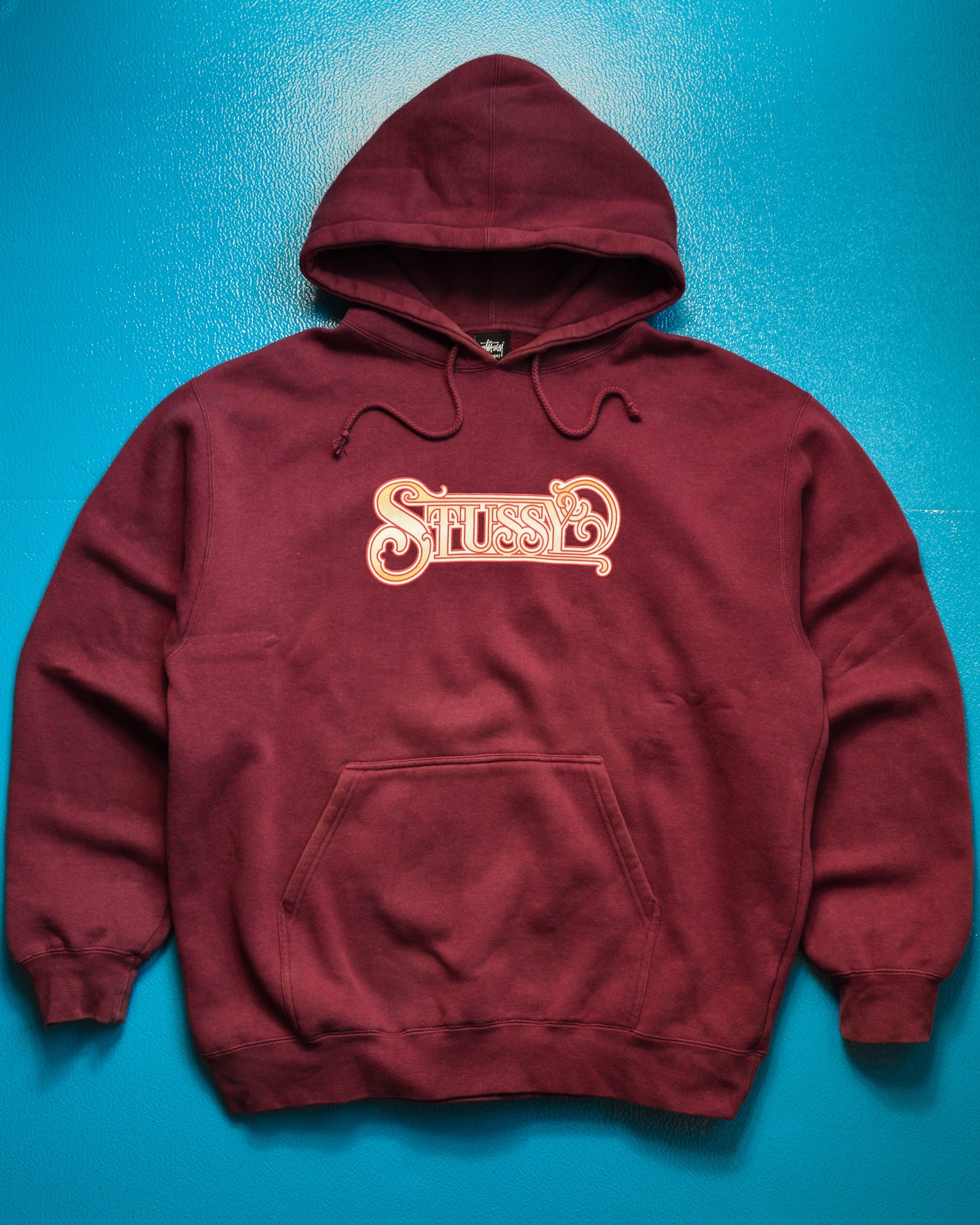 Stussy Wine Red Classical Logo Pullover Hoody (XL)