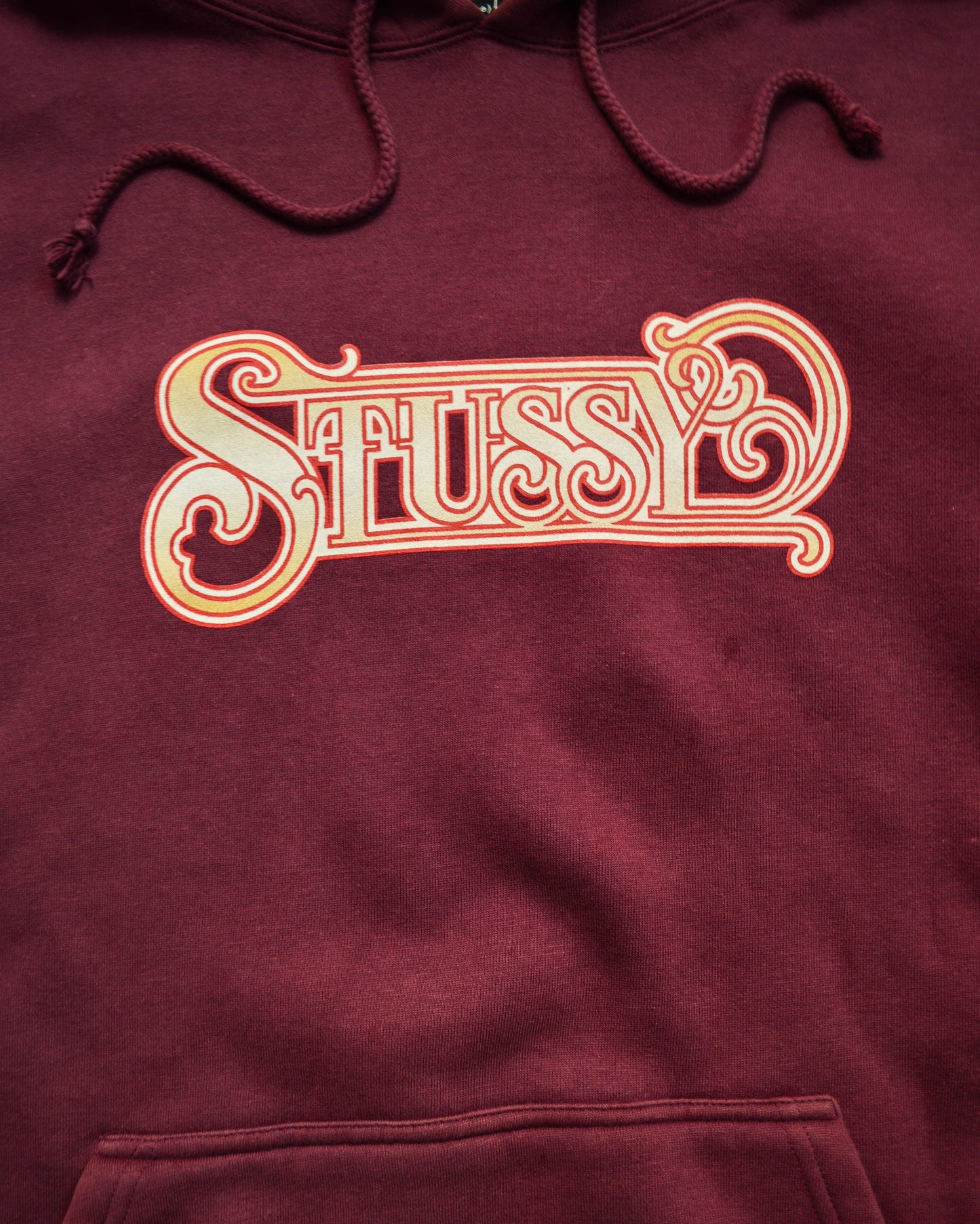 Stussy Wine Red Classical Logo Pullover Hoody (XL)