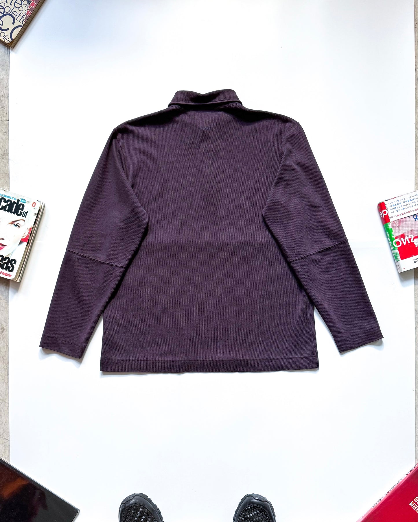 2000s Muted Egg Plant Tone Minimal Quarter Zip Long Sleeve Polo (~M~)