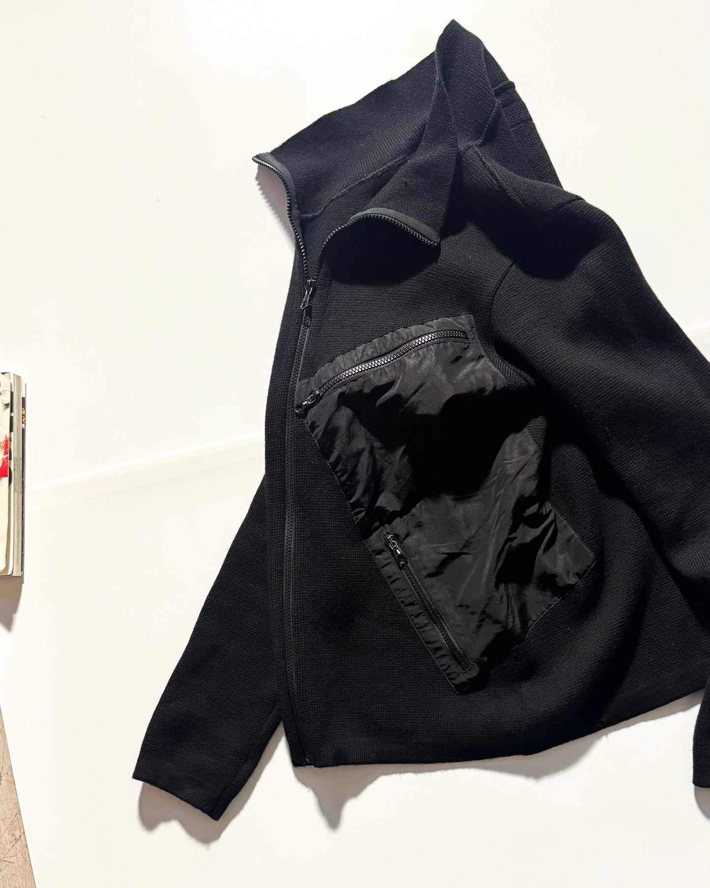 AW2000 Asymmetrical Patch Pocket Zip Up  Knit Jumper ( ~S~ )