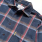 90s Woven Navy Woven Shadow Plaid Style Flannel /  Overshirt Shirt  (~L~)