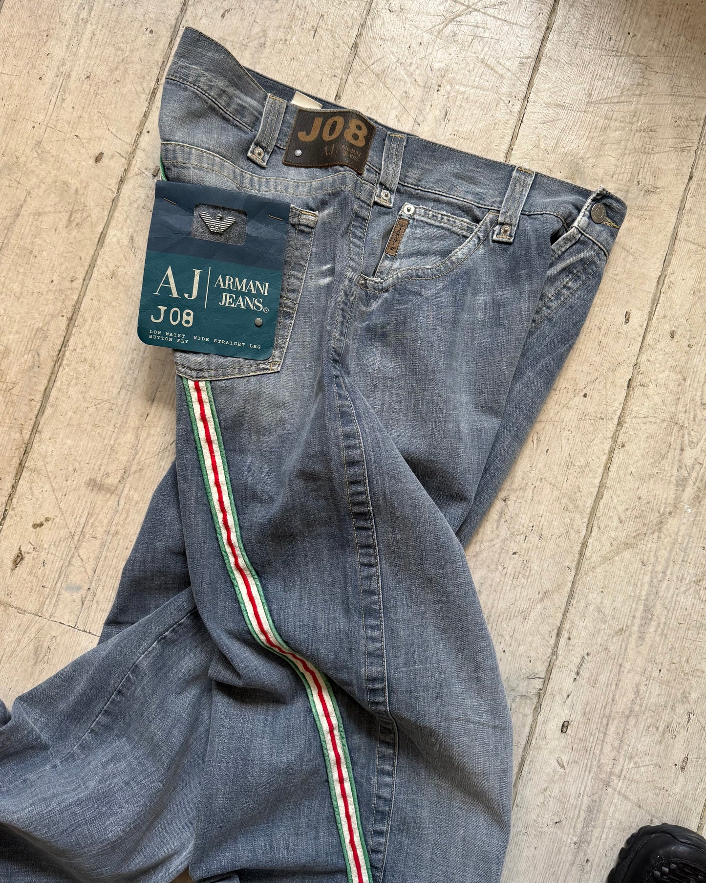 Early 2000s Red/Green Striped Wrap Around Jeans  (30 + 36 + 38 )