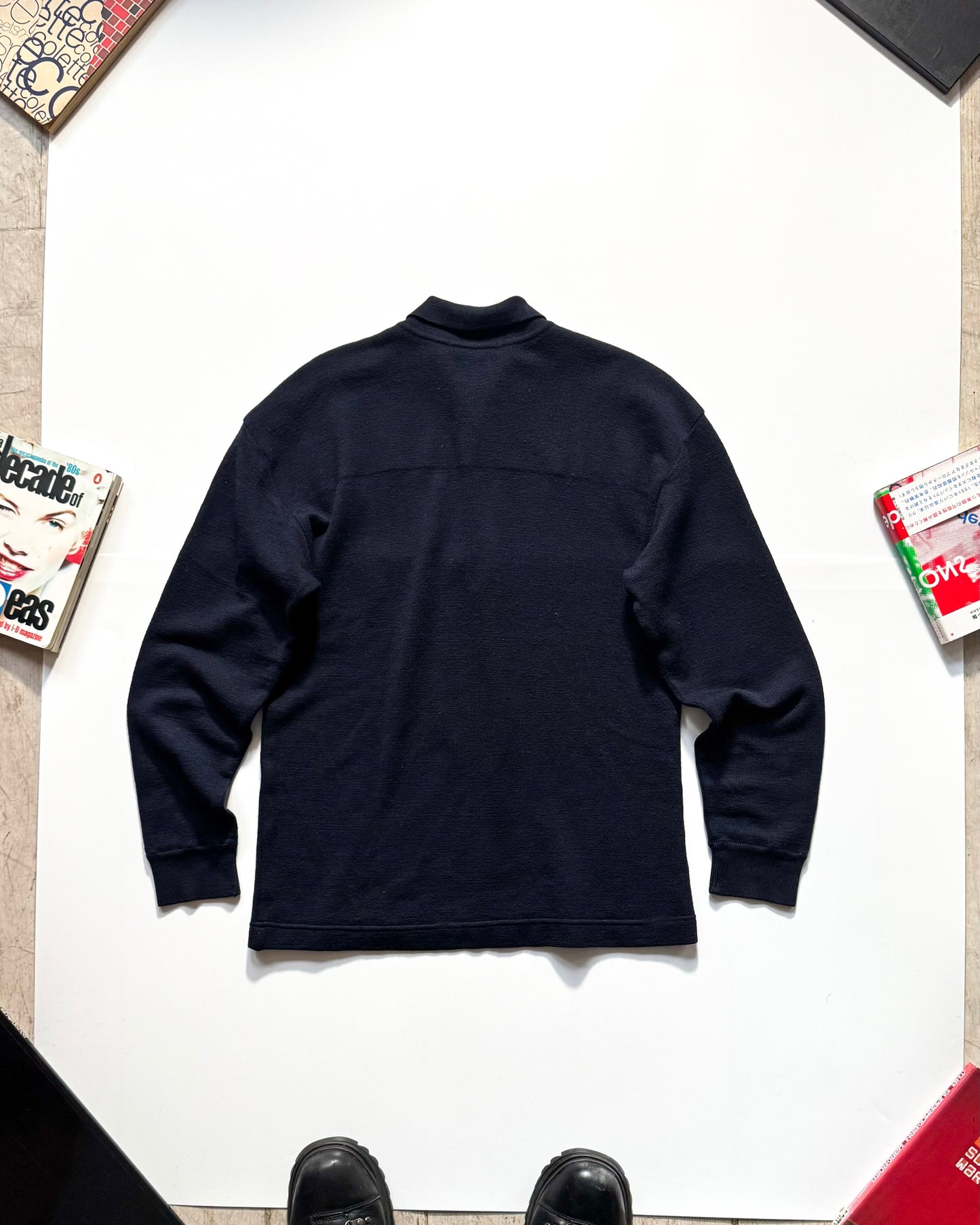 AW89 Navy Collared Button Up Knit Jumper (~M~)