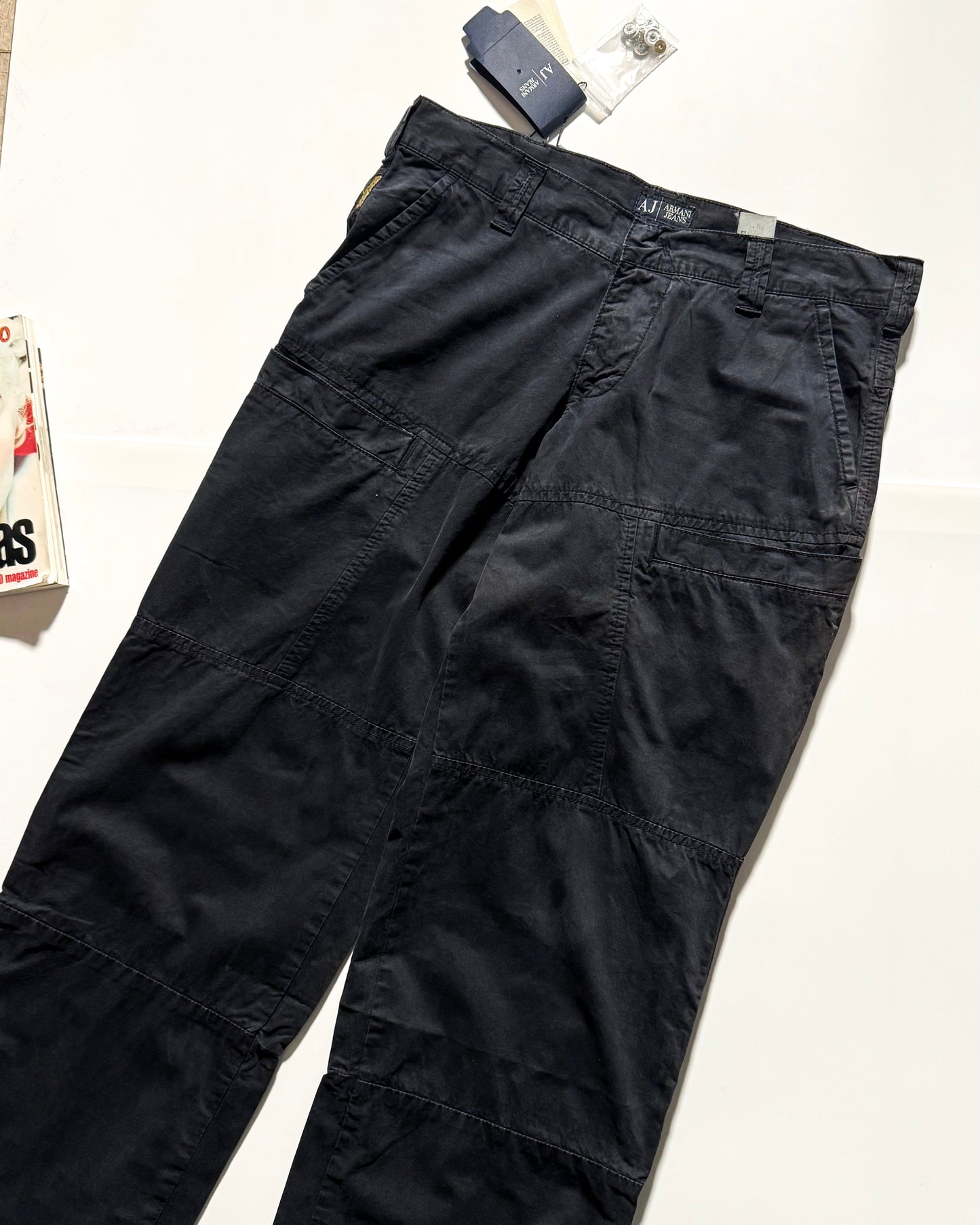 Early 2000s  Washed Black Deep Grey Cargo Trousers  (30~32)