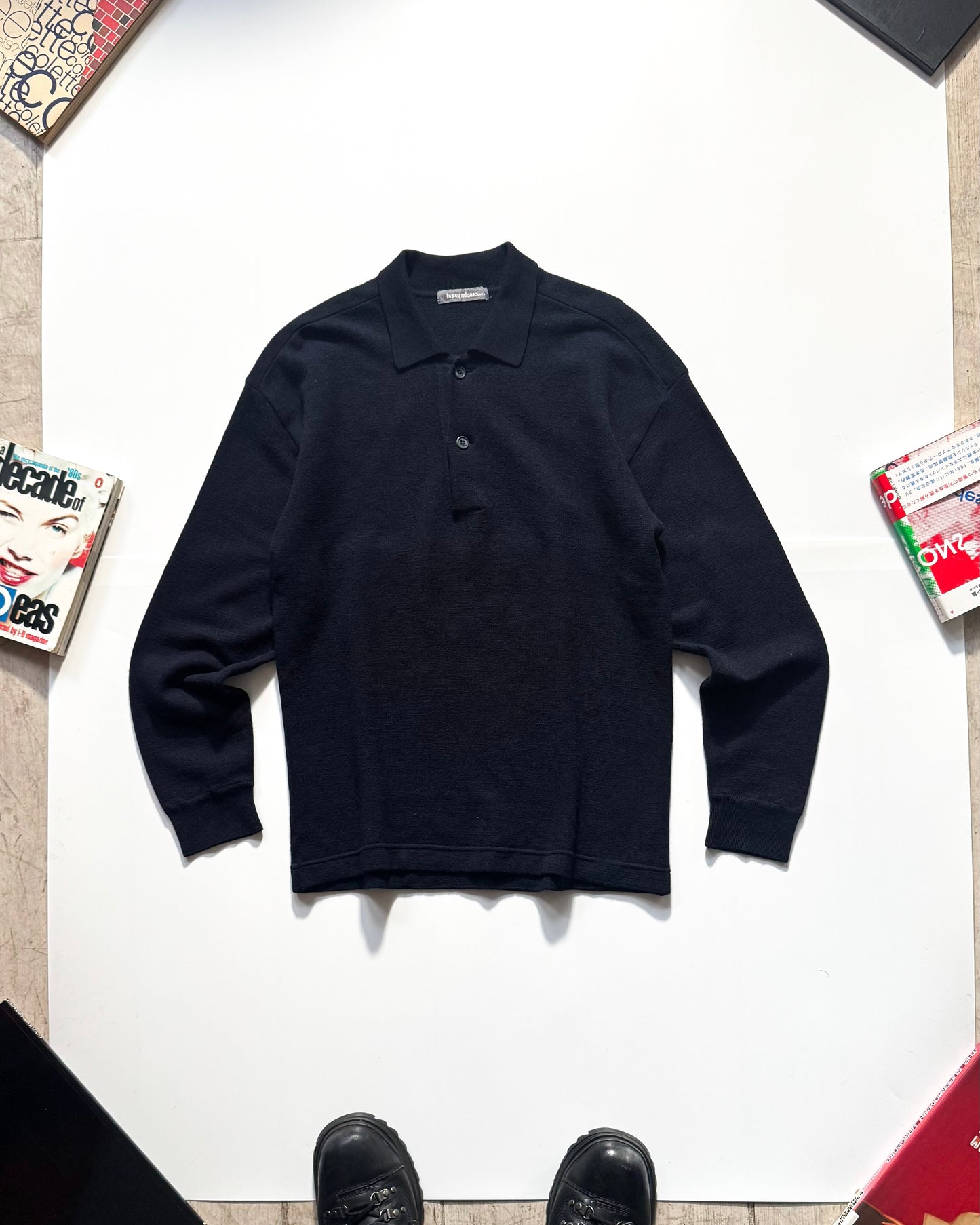 AW89 Navy Collared Button Up Knit Jumper (~M~)