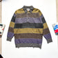 80s Multi Pattern Stripe Collared Button Up Knit Jumper (M~L)