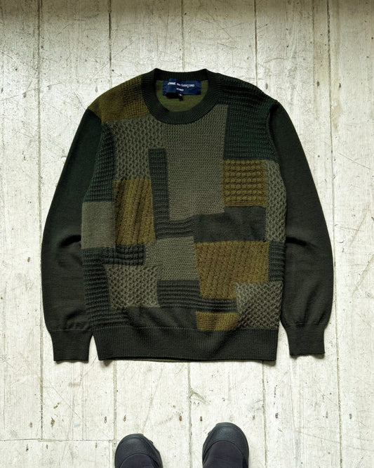 Green  Mixed Block Patch Knit Jumper  (~M~)