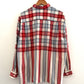 SS1995 Check and Stripe Red Blue Henley Shirt  (~L~)