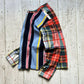 2000 Mixed Plaid / Striped Zip Up Jumper (S~M)