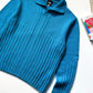 Early 2000s Vivid Blue Collared Chunky Ribbed Knit Jumper (~L~)