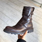 Early 2000s Brown Leather Moto Strap Vibram Boots (EU40 / UK7-7.5)