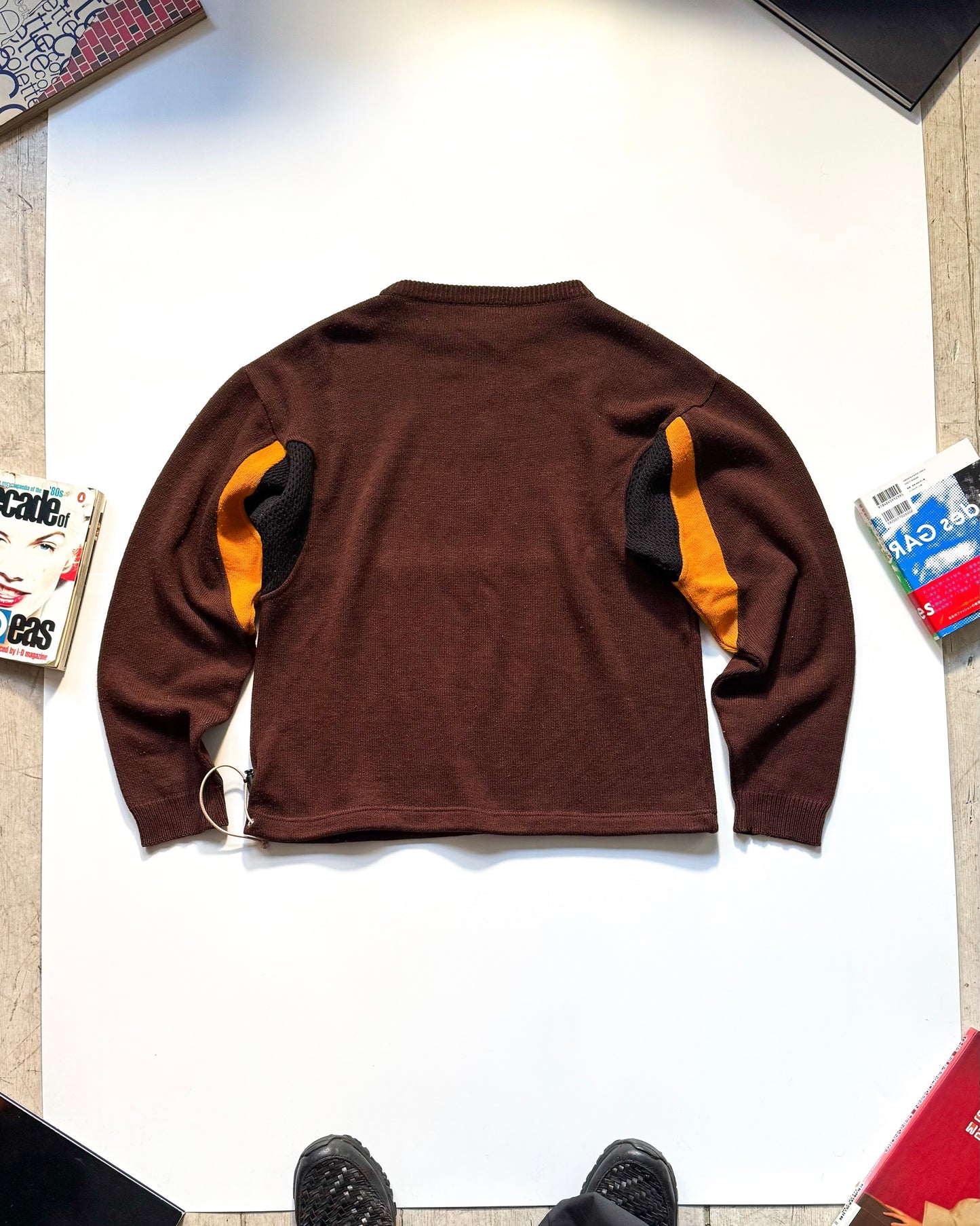 Brown / Orange Mesh Panelled Knit Jumper (M~L)