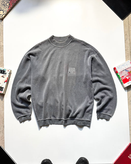 90s Washed Process Grey Tonal Ribbed Jumper (~L~)