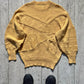 Early 2000s Pale Yellow Textured Panel Logo Knit Jumper  (~M~)