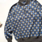 90s Blue / Grey Argyle Pattern Quarter Button Collared Knit Jumper (M~L)