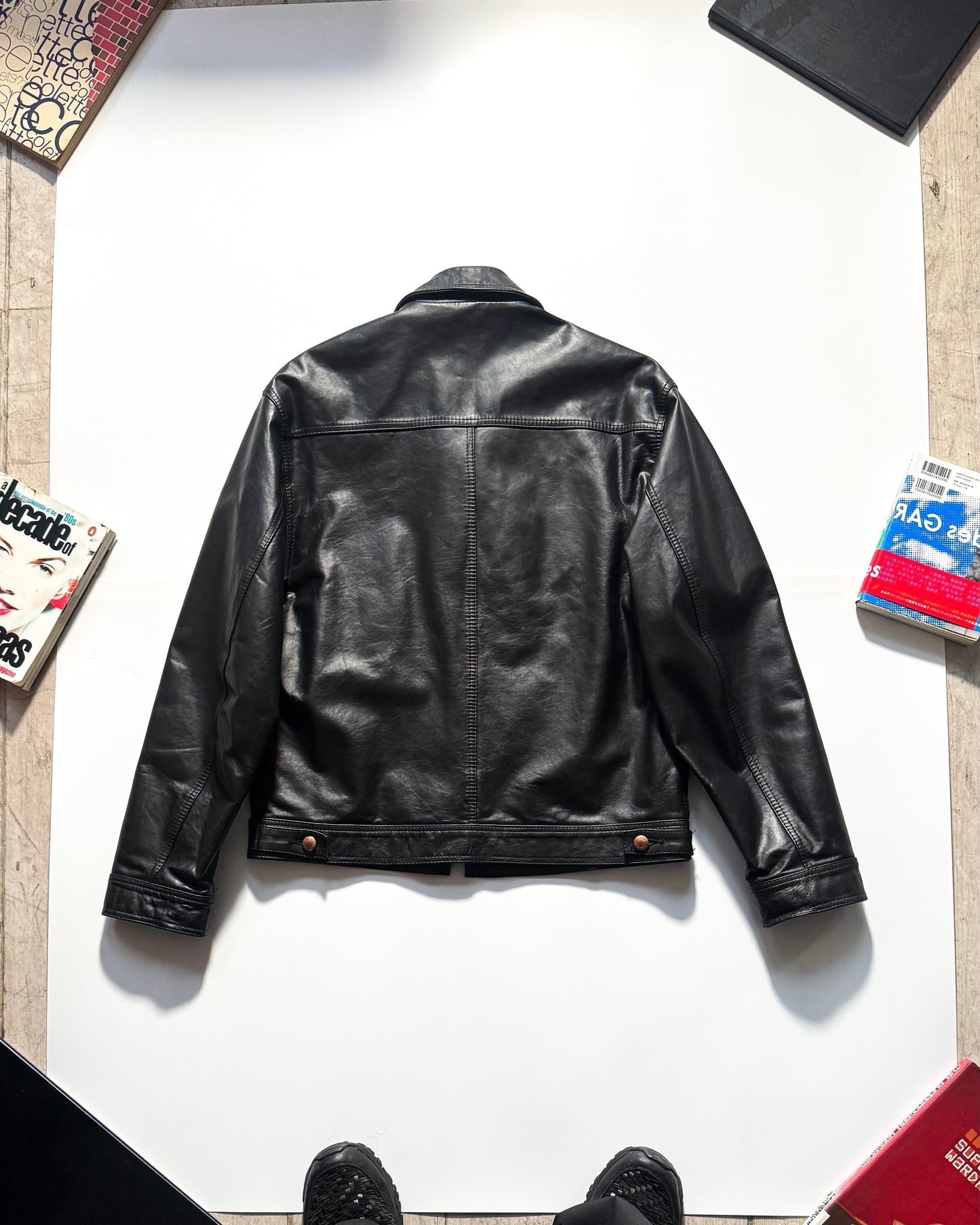 Late 90s Black Boxy Leather Work Jacket (~M~)