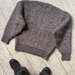 Late 70s / Early 80s Dusty Lavender / Brown Fuzzy Dual Tonal Stripe Knit Sweater / Jumper (~M~)