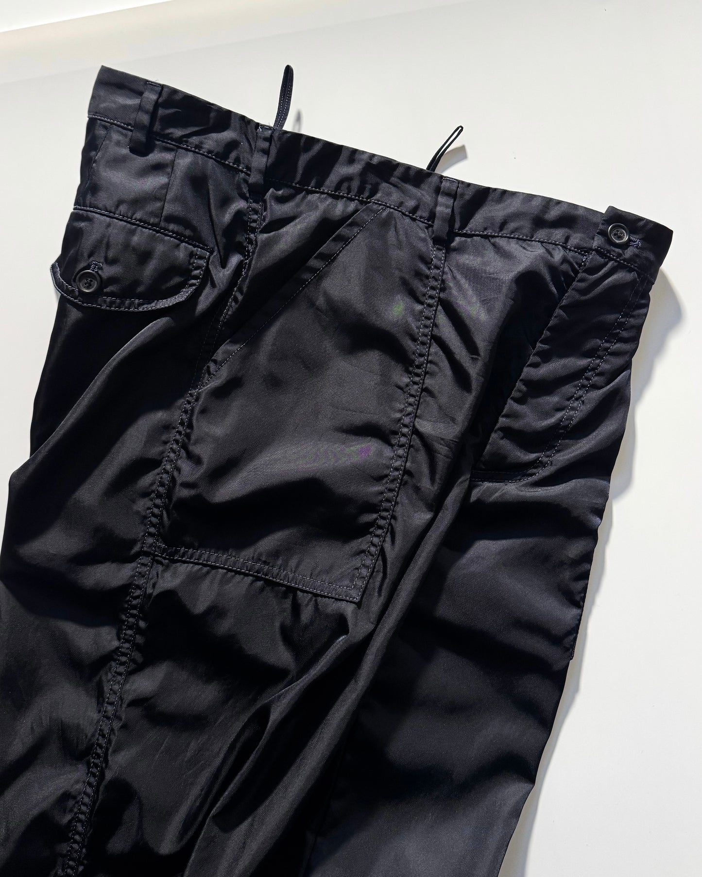 Early 2000s Shimmering Navy Contrast Stitch Tech Pants (30~32)