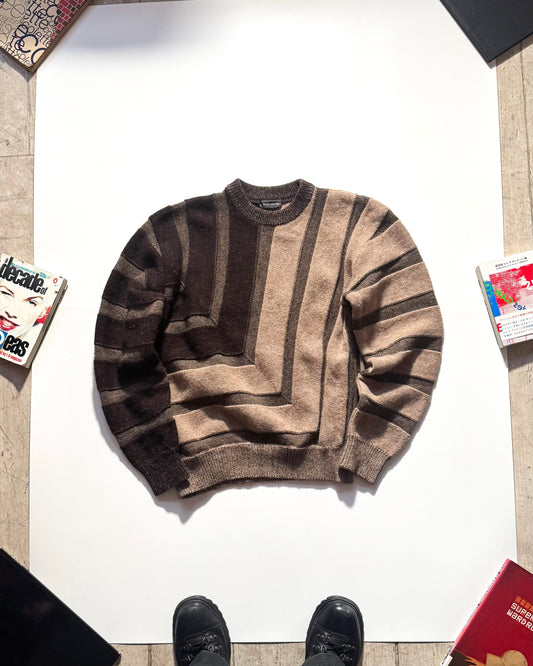 AW89 Asymmetrical 3-D Striped Contrast Segment Knit (~M~)