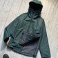 2000s Iridescent Deep Green Fleece Lined Side Zip Technical Jacket (~M~)