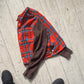 90s Red Plaid Contrast Body Wool Over Shirt  (S~M)