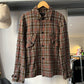 2004 Crinkled Brown Red Black Plaid Work Jacket (S~M)