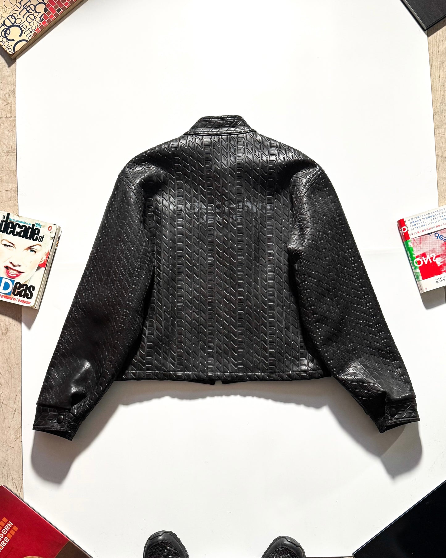 90s Moto Faux Tyre Effect PVC Jacket  (~L~)