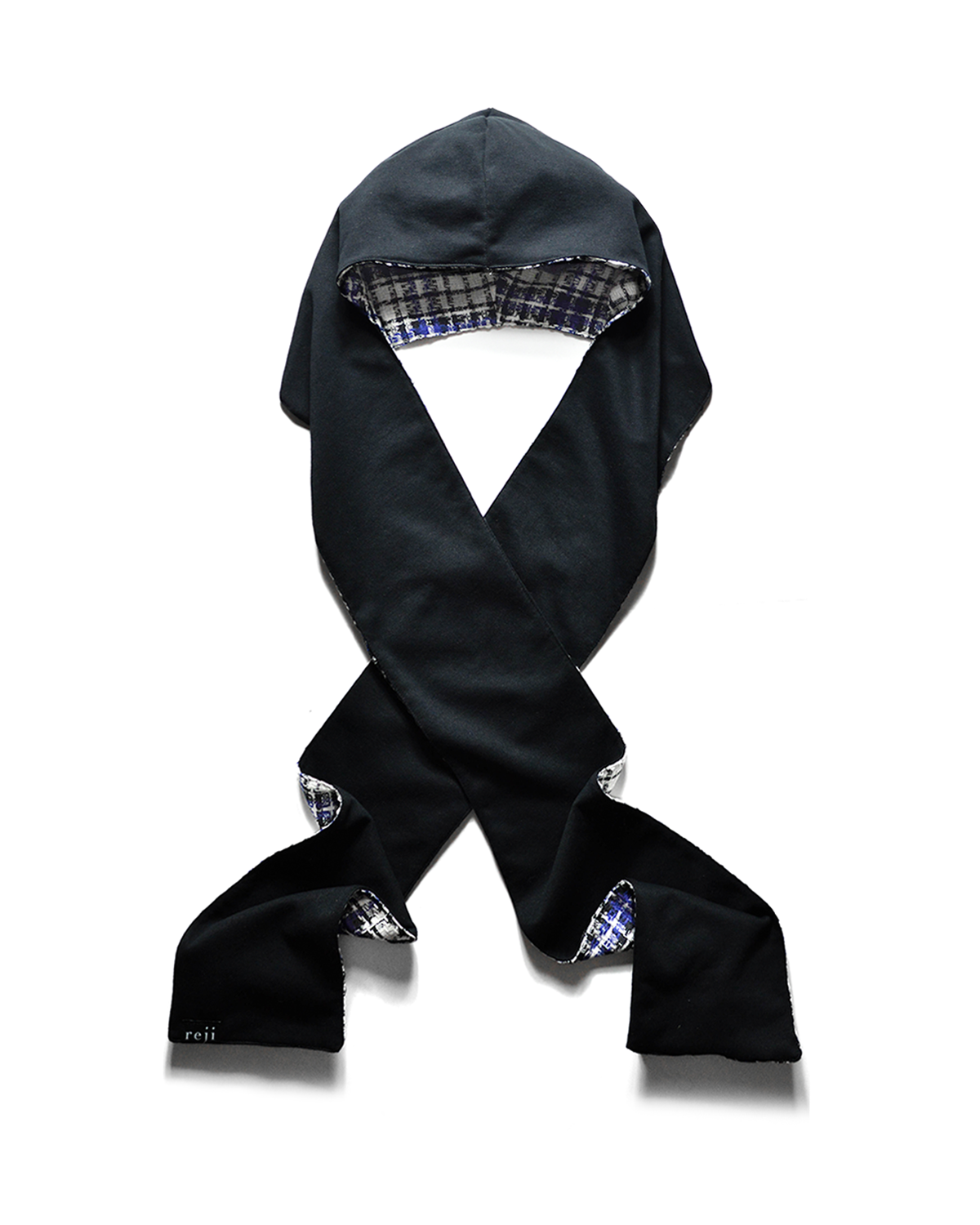 Blue Plaid / Black Reversible Scood Harf (OS)