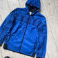 Royal Blue Shirt Crinkle Effect Panelled Contrast Stitch Windbreaker Jacket (S~M)