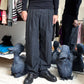 Early 2000s Double Pleated Light Weight Washed Black Pants (31~32)