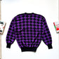 90s Purple Black Argyle Pattern Lightweight Knit Jumper (~M~)