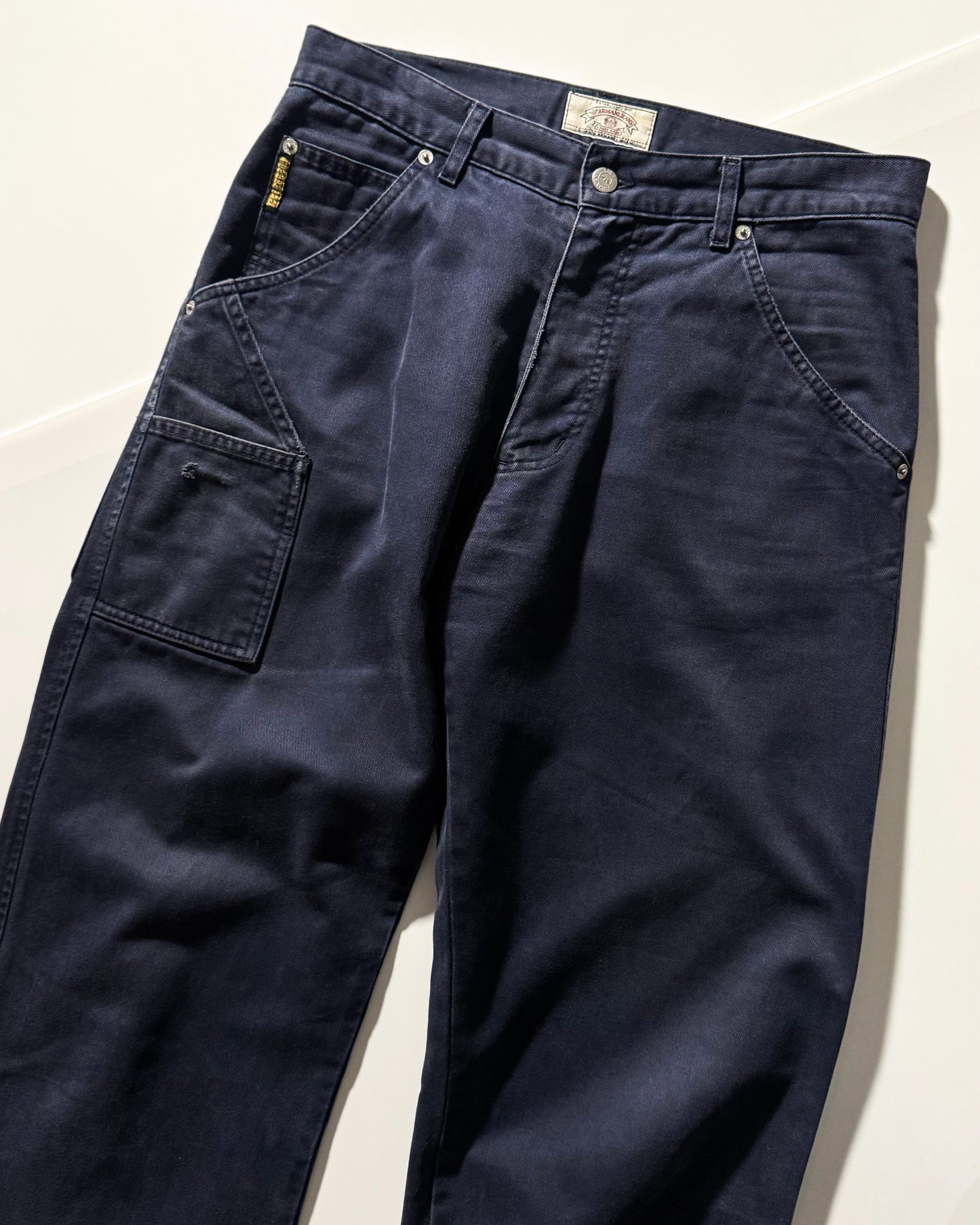 90s Washed Navy Front Carpenter Style Detail Pants  (30~32)