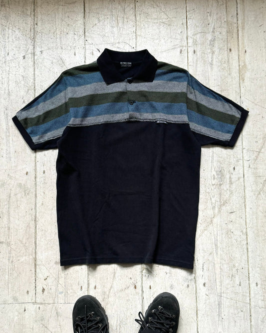 2006 Woven Panel Striped Polo Shirt / Top (S~M)