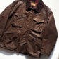 90s Brown Lined Corduroy Collar Field Leather Jacket (L~XL)