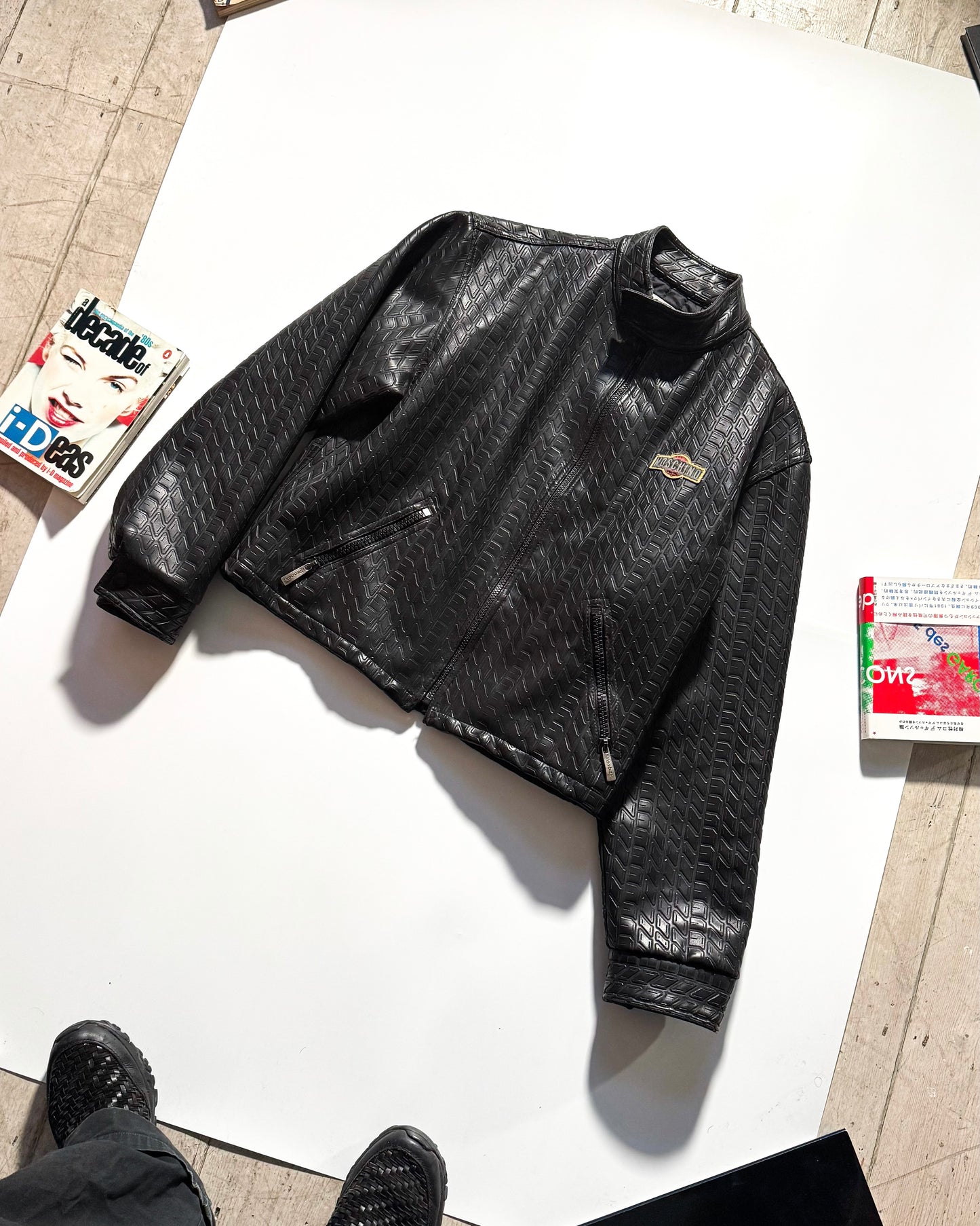 90s Moto Faux Tyre Effect PVC Jacket  (~L~)