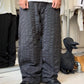 2004 Crinkle Process Striped Grey Wide Pants  (~34~)