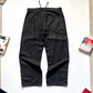 2000s Traced Pocket Contrast Stitch Linen Cotton Poly Washed Black Trousers  (28~30)