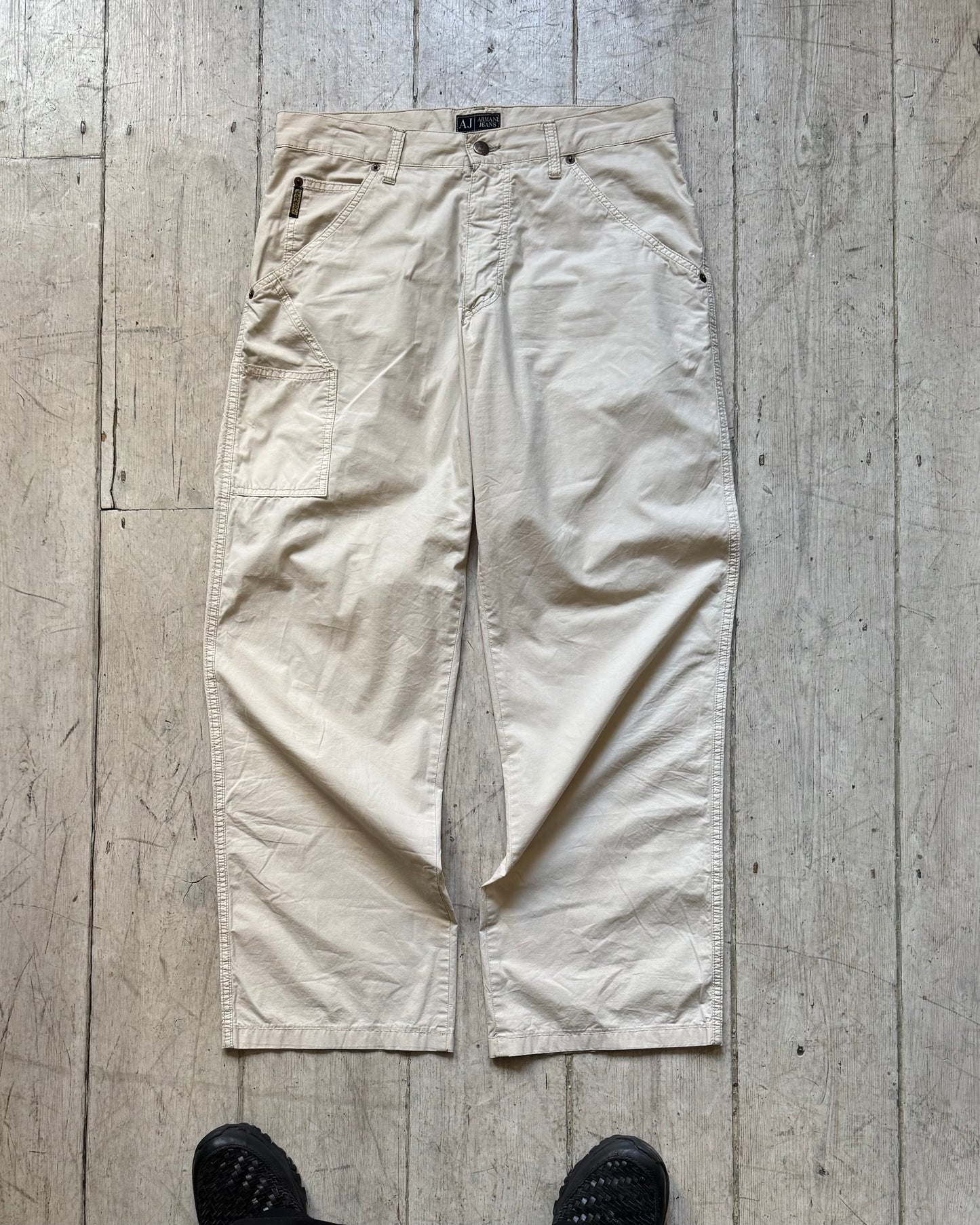 Early 2000s Cream Lightweight Front Carpenter Pants  (31~33)