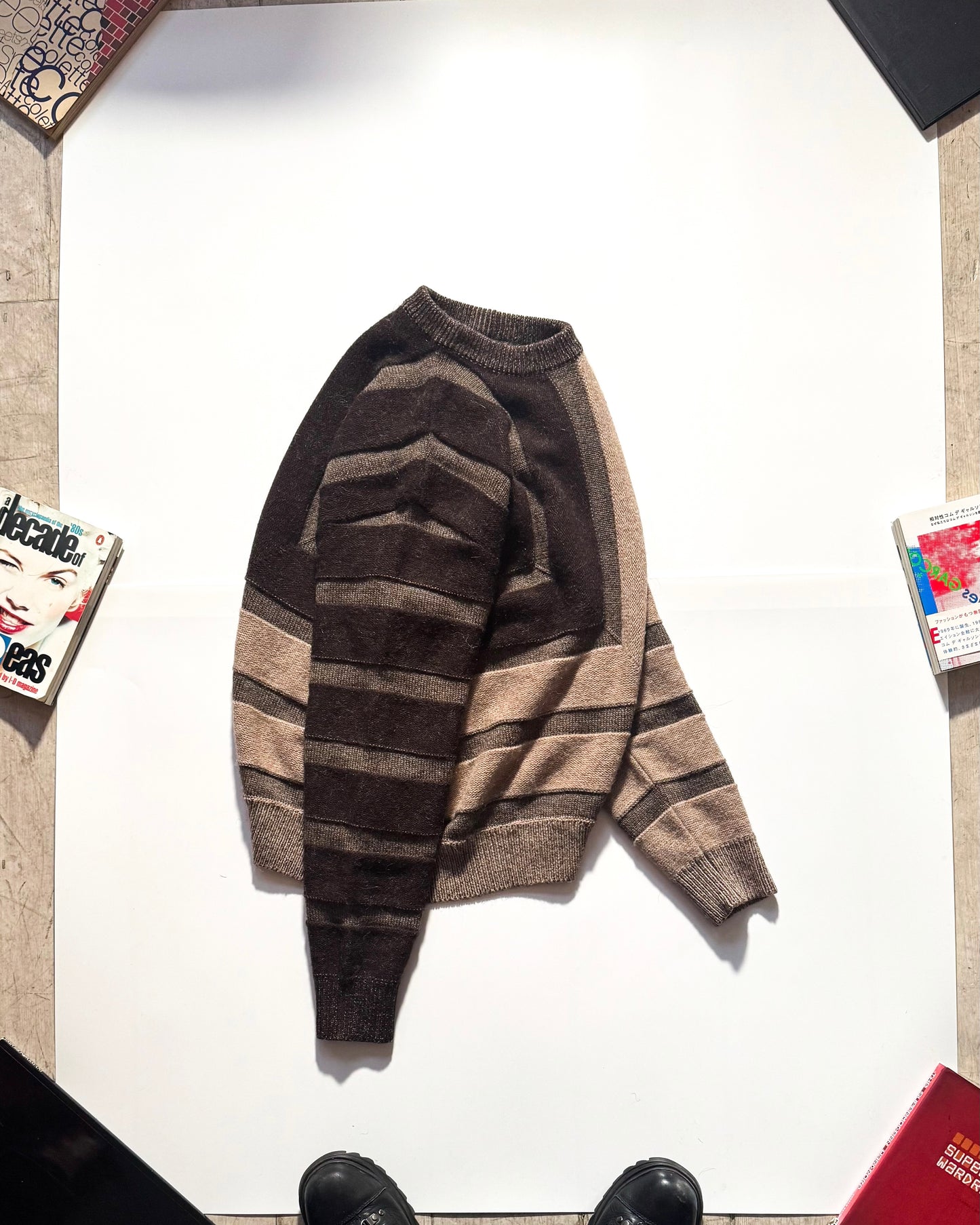 AW89 Asymmetrical 3-D Striped Contrast Segment Knit (~M~)