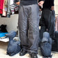 Early 2000s Shimmer Waxed Grey Asymmetrical Zip Cargo Pants (34~36)