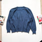 90s Ribbed Blue Collegiate Patch Knit Jumper (~M ~ )