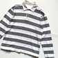 Black White Striped Longsleeve Polo Top (~S~)