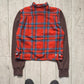 90s Red Plaid Contrast Body Wool Over Shirt  (S~M)