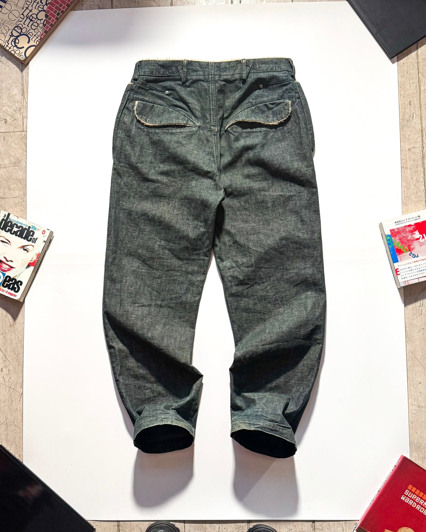 AW03 Sherpa Style Fleece Trim Panelled Denim / Jeans (32~34)