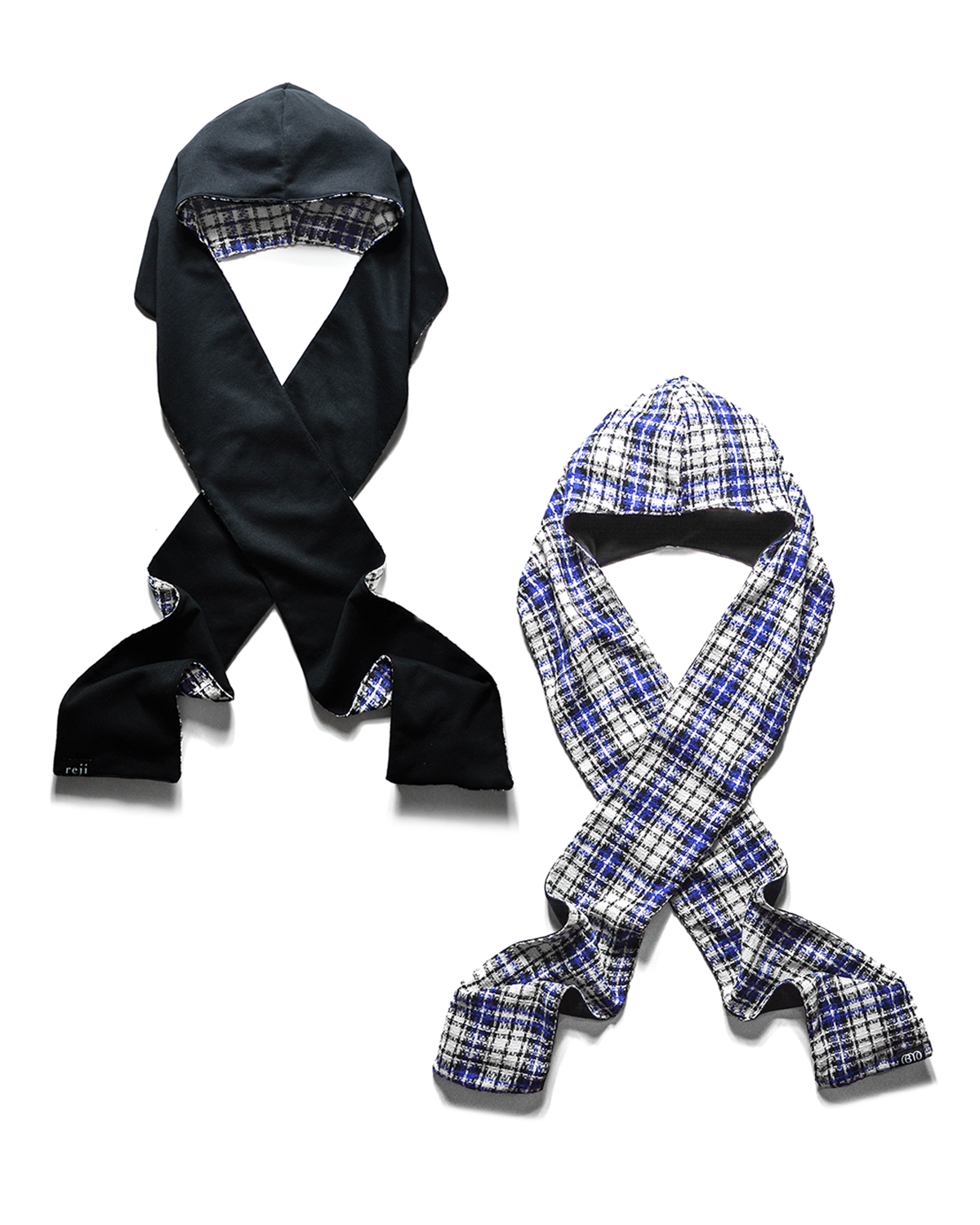 Blue Plaid / Black Reversible Scood Harf (OS)