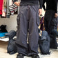Washed Navy Military Style Wide Cargo Pants (31~34)
