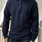AW89 Navy Collared Button Up Knit Jumper (~M~)