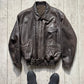 80s Brown Leather Detachable Fleece Lined Work Jacket (~L~)