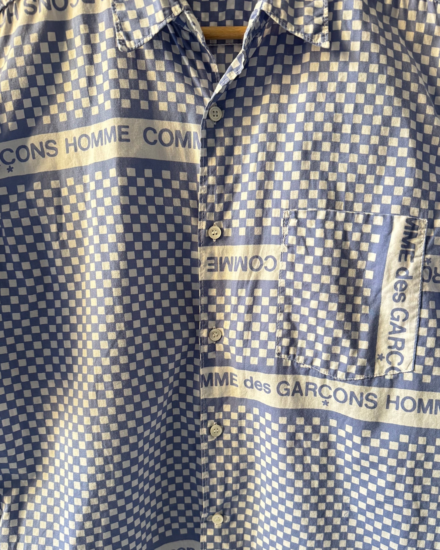 2003 Blue Gingham Logo Check Shirt  (M~L)